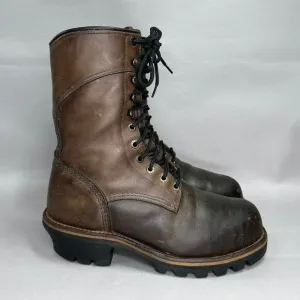 Red Wing Men's Size 8.5 Logger Style Gore-Tex Brown Leather Steel Toe Work Boots