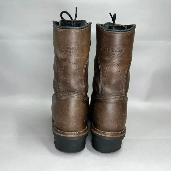 Red Wing Men's Size 8.5 Logger Style Gore-Tex Brown Leather Steel Toe Work Boots