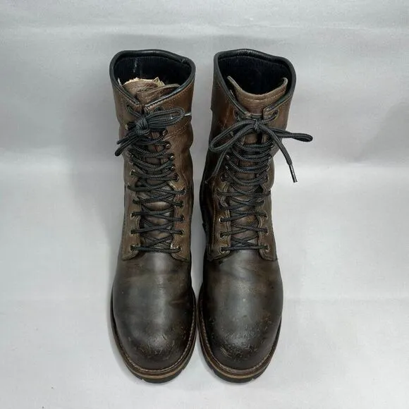 Red Wing Men's Size 8.5 Logger Style Gore-Tex Brown Leather Steel Toe Work Boots