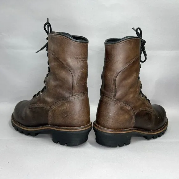 Red Wing Men's Size 8.5 Logger Style Gore-Tex Brown Leather Steel Toe Work Boots