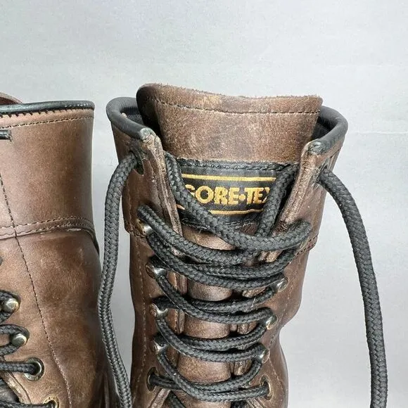 Red Wing Men's Size 8.5 Logger Style Gore-Tex Brown Leather Steel Toe Work Boots