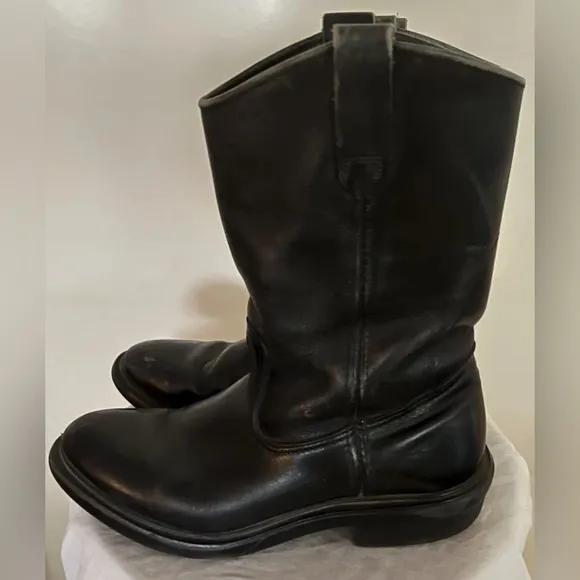 Redwing Men’s Steel Toe Pecos Pull On Black Leather Boots Size US 8D RARE VTG