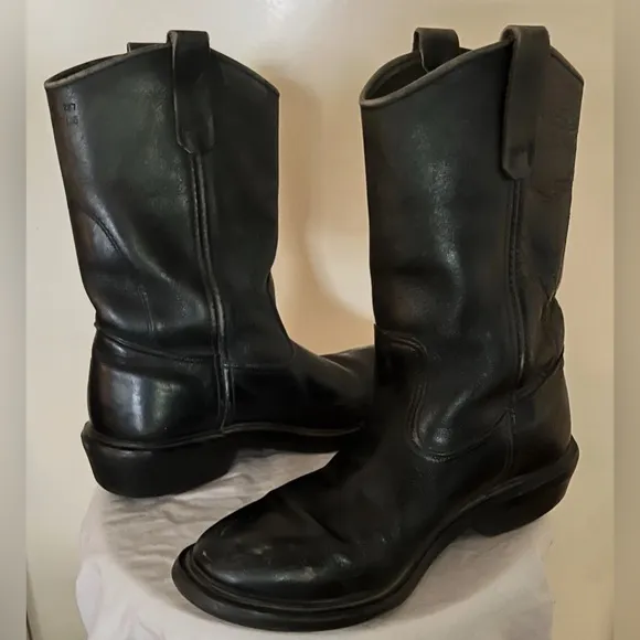 Redwing Men’s Steel Toe Pecos Pull On Black Leather Boots Size US 8D RARE VTG