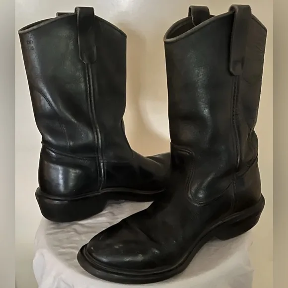 Redwing Men’s Steel Toe Pecos Pull On Black Leather Boots Size US 8D RARE VTG