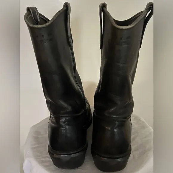 Redwing Men’s Steel Toe Pecos Pull On Black Leather Boots Size US 8D RARE VTG