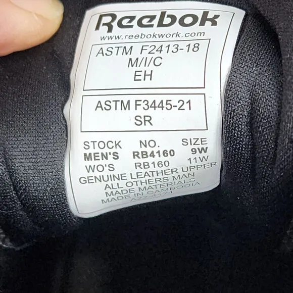 Reebok BB4500 Black Work and Safety Shoes Men's 9 W Women's 11 W - NWOB