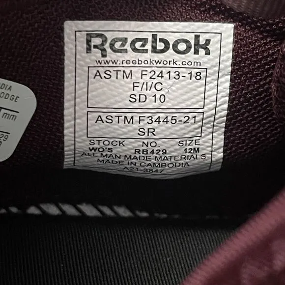 REEBOK Flexagon 3.0 Athletic Work Shoe RB429 Size 12 Burgundy NEW Comp Toe