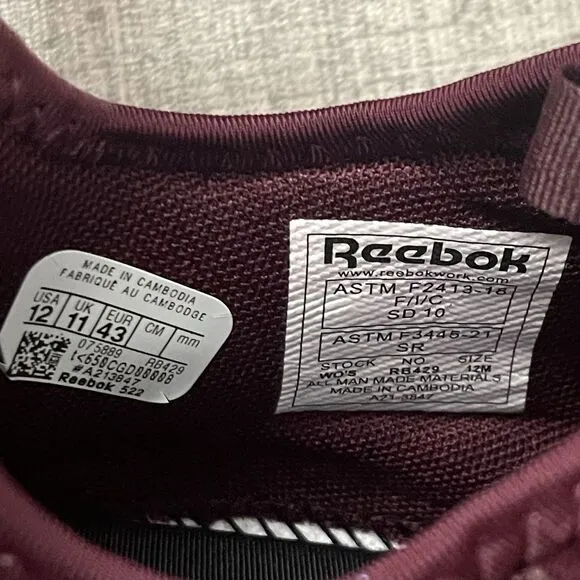 REEBOK Flexagon 3.0 Athletic Work Shoe RB429 Size 12 Burgundy NEW Comp Toe