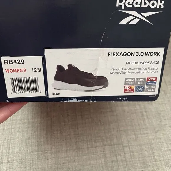 REEBOK Flexagon 3.0 Athletic Work Shoe RB429 Size 12 Burgundy NEW Comp Toe
