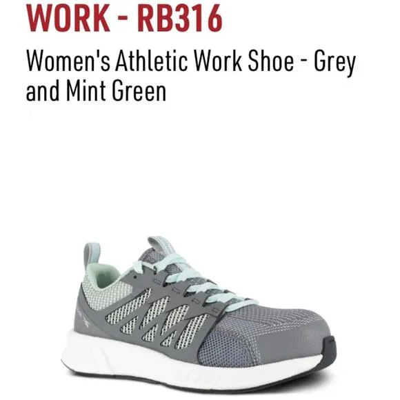 Reebok Fusion Flexweave Work Metal Toe Shoes Size 7W
