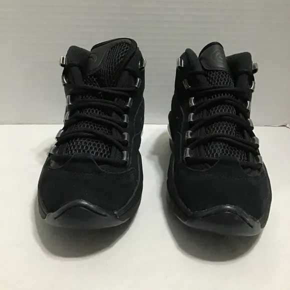 Reebok Question Mid Lux Basketball Shoes Mens 6 Black Gold Retro Suede New Nice