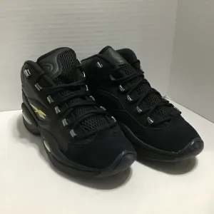 Reebok Question Mid Lux Basketball Shoes Mens 6 Black Gold Retro Suede New Nice
