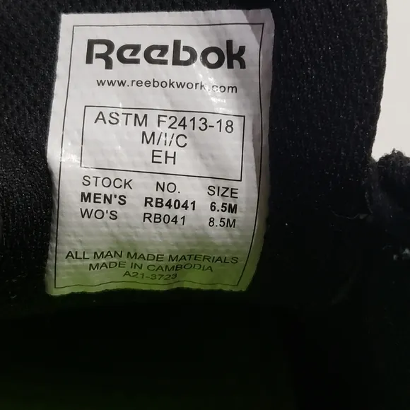 Reebok Sublite Work Safety Sneakers Shoes 6.5