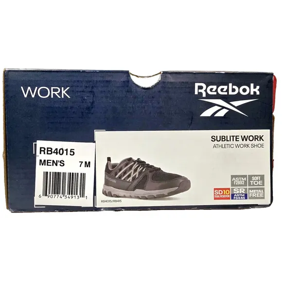 Reebok Sublite Work Shoe Men's 7M Women's 9 Athletic Work Shoes Black RB4015