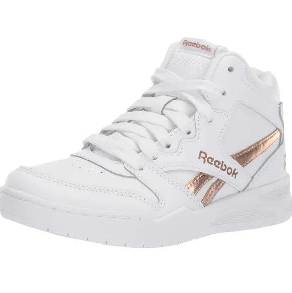 Reebok unisex-child Bb4500 CourtBasketball Sneakers high tops white &amp; rose gold