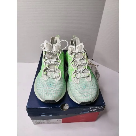 Reebok Zig Kinetica II Sneakers Neon Mint White Gray Women's Sz 8.5 NEW