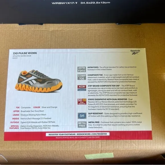 REEBOK Zig Pulse CT Women's Athletic Work Shoe Size 10.5 Wide SKU#24716