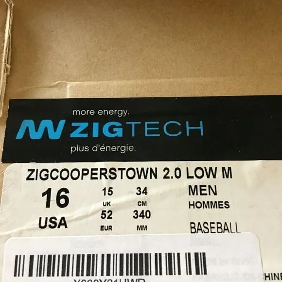 Reebok Zig Cooperstown 2.0 Low Black Baseball Shoe