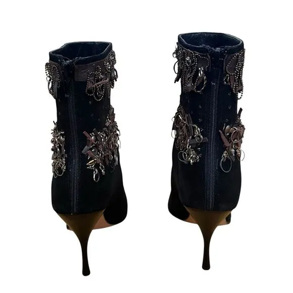Reed Evins Boho Indie Sleaze Suede Embellished Boots Black Size 39/9