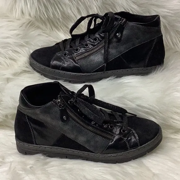 Remonte Kaja High-Top Sneakers - Black - Zip Closure - Size 8 1/2 - New In Box