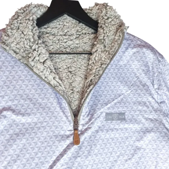 Reversible Sherpa 1/4 zip Gray Size Medium USA Palm