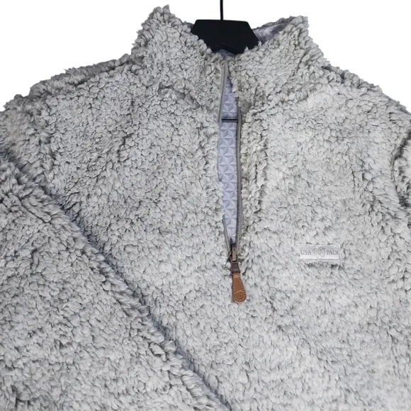 Reversible Sherpa 1/4 zip Gray Size Medium USA Palm