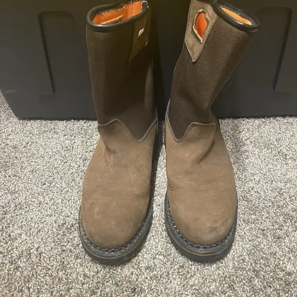 Ridgecut Toughwear Men's Size 9M Wellington Brown Leather Steel Toe Boots