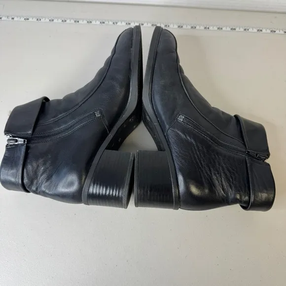 Rieker Greta Black Fleece Lined Leather Block Heeled Ankle Boots Size 42