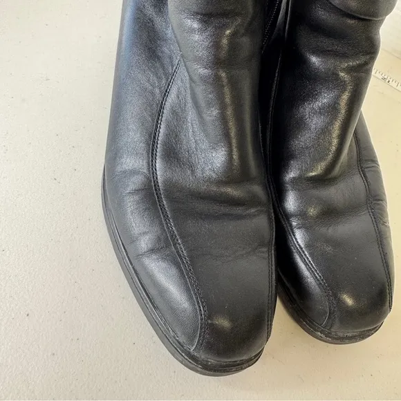 Rieker Greta Black Fleece Lined Leather Block Heeled Ankle Boots Size 42