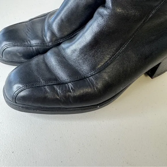 Rieker Greta Black Fleece Lined Leather Block Heeled Ankle Boots Size 42