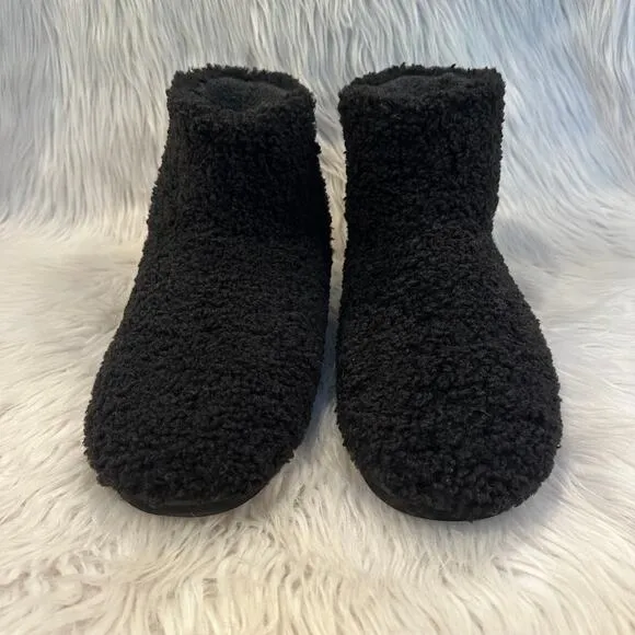 ROAM Mini Boosh Boots Faux Shearling Fuzzy Furry Ankle Booties Black