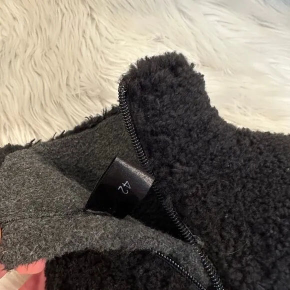 ROAM Mini Boosh Boots Faux Shearling Fuzzy Furry Ankle Booties Black
