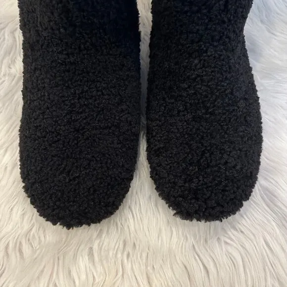 ROAM Mini Boosh Boots Faux Shearling Fuzzy Furry Ankle Booties Black