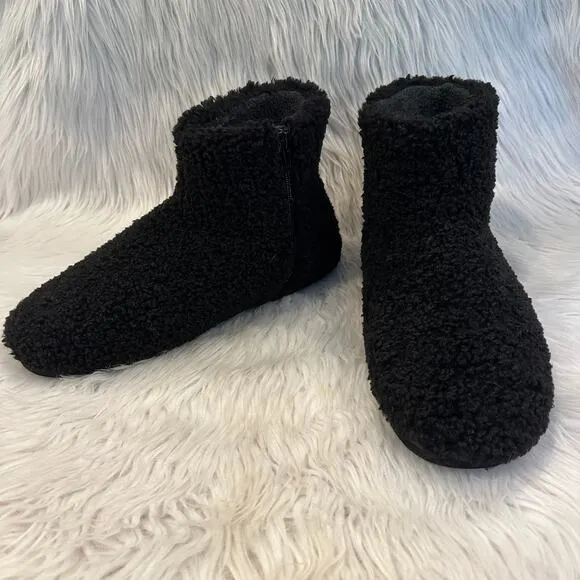 ROAM Mini Boosh Boots Faux Shearling Fuzzy Furry Ankle Booties Black