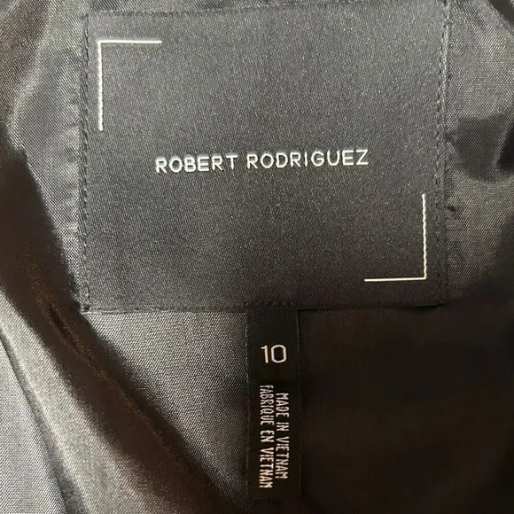 Robert Rodriguez Chocolate Purple Leopard Open Front Zip Pockets Size 10 Blazer