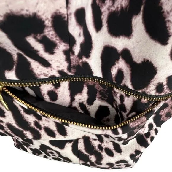 Robert Rodriguez Chocolate Purple Leopard Open Front Zip Pockets Size 10 Blazer