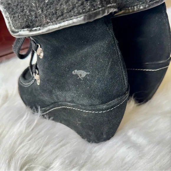 Rocket Dog Bonfire Black Suede Lace-Up with Faux Shearling Lining Boots Size 7.5
