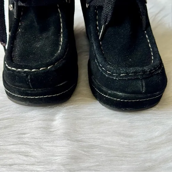 Rocket Dog Bonfire Black Suede Lace-Up with Faux Shearling Lining Boots Size 7.5