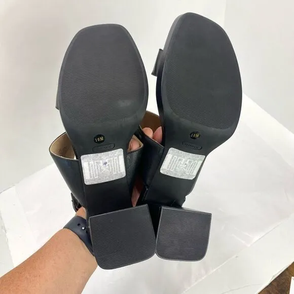 Rockport Aurielia 2 Band Sandal Women’s 10 Black Sandals Shoes Block Heels Cushi