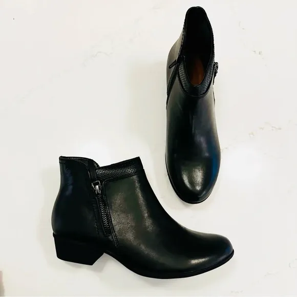 Rockport Carly Side Zip Ankle Bootie | Black Leather | 8.5