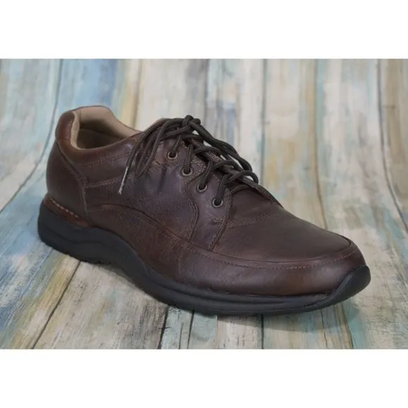 Rockport Edge Hill Lace-To-Toe Size 8.5 Men's Casual Walking Shoes Brown Vibram
