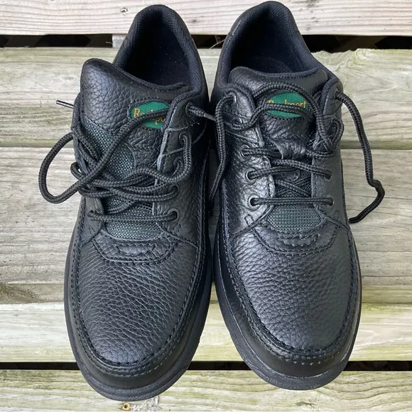 Rockport Leather Oxford Black Pebbled Lace Up Walking Dress Comfort Shoes 10