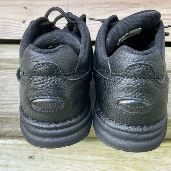 Rockport Leather Oxford Black Pebbled Lace Up Walking Dress Comfort Shoes 10