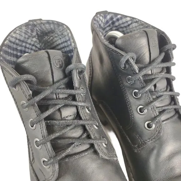ROCKPORT Men's 10 Classic Black Leather Ankle Boots Dress Shoes, Cap Toe Lace Up