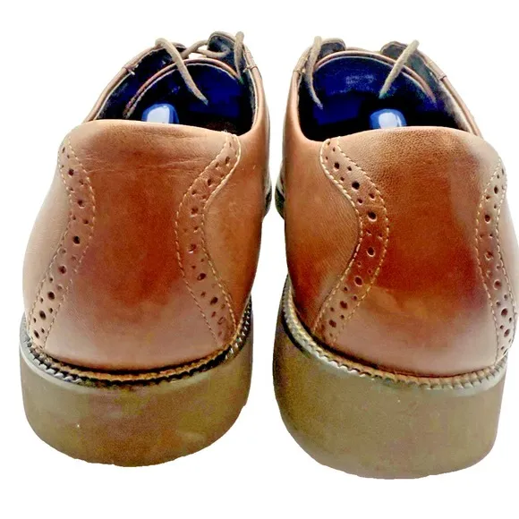 Rockport Mens Kinetic Air Saddle Oxford Brn Leather Lace Up Dress Shoes Size 11W