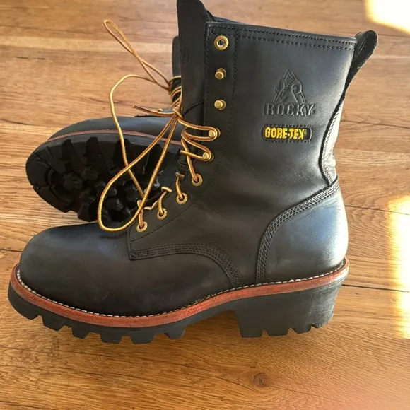 Rocky Men's 10 M Leather Lace up Gore-Tex Steel Toe Work Utility Leather Boots