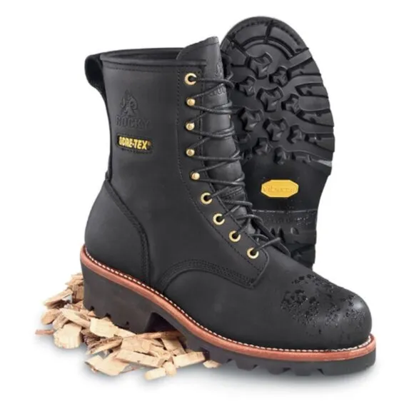 Rocky Men's 10 M Leather Lace up Gore-Tex Steel Toe Work Utility Leather Boots