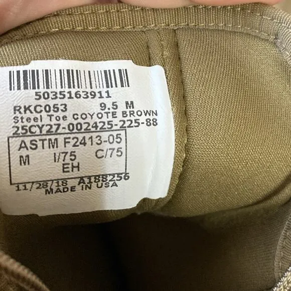 Rocky Mens S2V Steel Toe Tactical Military Boots Sz 9.5 New Coyote Brown RKC053