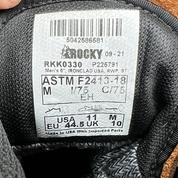Rocky Men's Size 11 IronClad Steel Toe Waterproof Work Boots