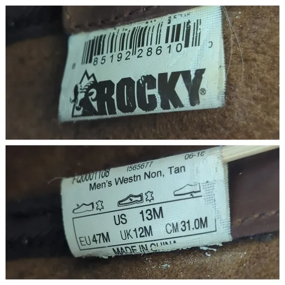 Rocky Original Ride Roper Western Boot Leather size 13